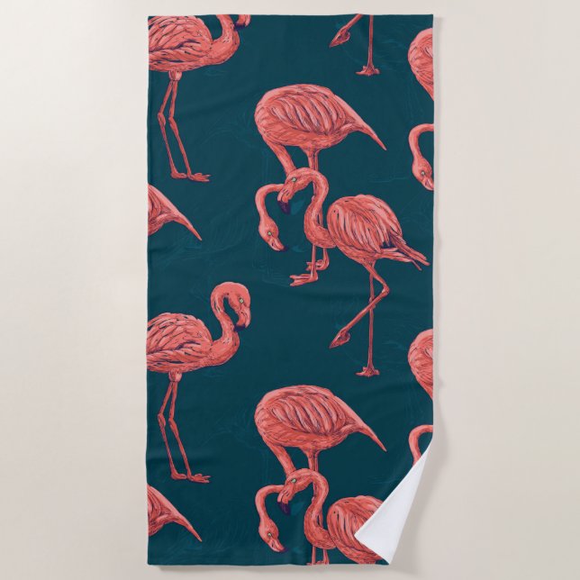 Serviette De Plage Corail vivant modèle flamingo (Devant)