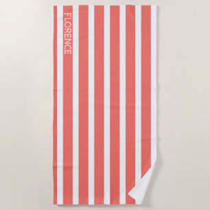 Serviette De Plage corail vivant rayures de cabane blanche - personna