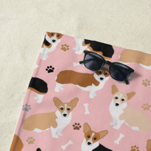 Serviette De Plage Corgi Dog Paws et Bones Beach Towers