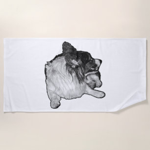 Serviette De Plage Corgi, point de galerie minimal
