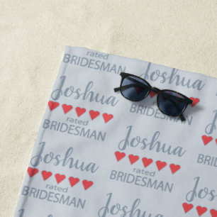 Serviette De Plage Cortège de mariage et de noce 5 Bridesman au cœur