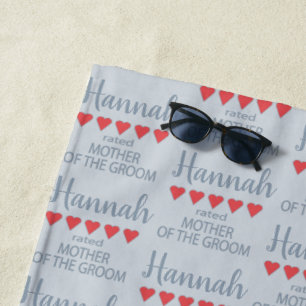 Serviette De Plage Cortège de mariage et de noce 5 cœurs Mère du mari