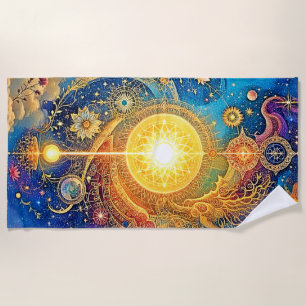 Serviette De Plage Cosmic Sun Mandala Art