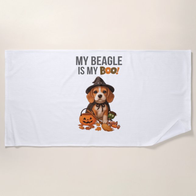 Serviette De Plage Costume d'Halloween beagle Mon Beagle est Mon Chie (Devant)