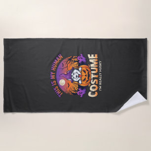 Serviette De Plage Costume Humain Husky Citrouille Halloween Fantômes