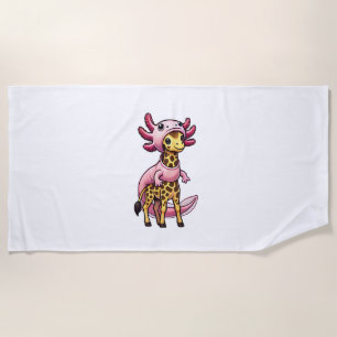 Serviette De Plage Costume Kawaii Giraffe Axolotl