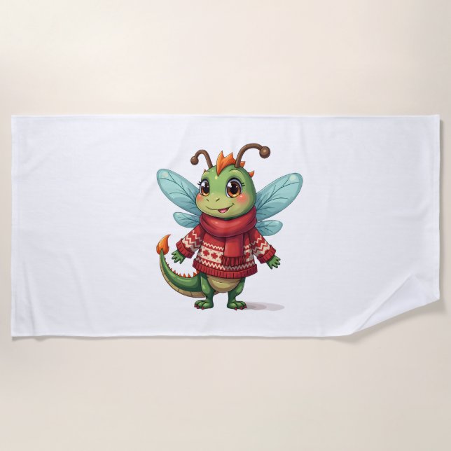 Serviette De Plage Cosy Christmas Dragonfly (Devant)