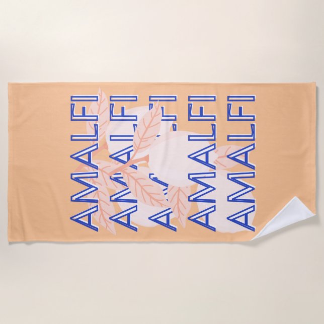 Serviette De Plage Côte d'Amalfi, Italie Travel Art, Preppy, Orange (Devant)