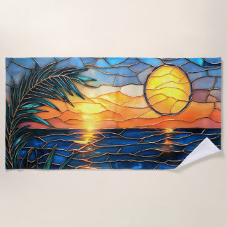 Serviette de plage Coucher de soleil en verre colo