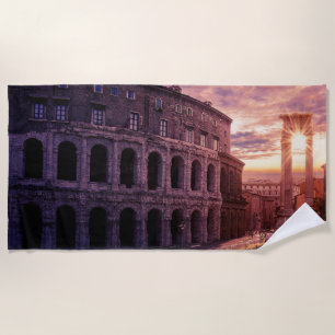 Serviette De Plage Coucher de soleil sur le Colisée de Rome à Rome