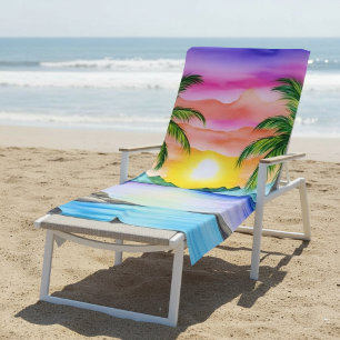 Serviette De Plage Coucher de soleil sur une plage tropicale insulair