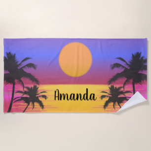Serviette De Plage Coucher de soleil tropical
