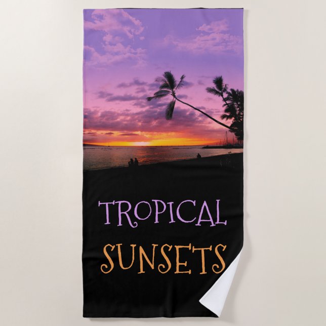 Serviette De Plage Couchers de soleil tropicaux (Devant)