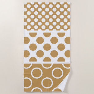 Serviette De Plage Couches de points Polka Brown et blanches modernes