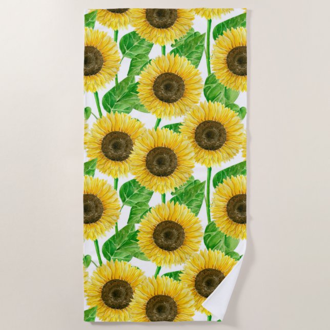 Serviette De Plage Couleur d'eau des fleurs de soleil (Devant)