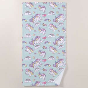 Serviette De Plage Couleur en pastel de licorne magique mignonne