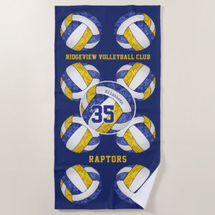 Serviette De Plage couleur or bleu de l'équipe nom girly volleyballs