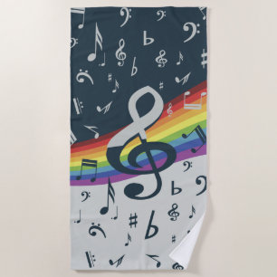 Serviette De Plage Couleurs d'arc-en-ciel de vague de clef triple