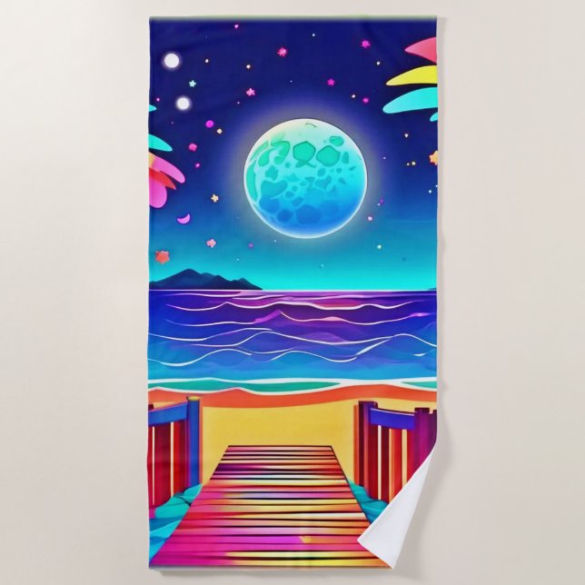 Serviette De Plage Couleurs de plage Lune (Devant)