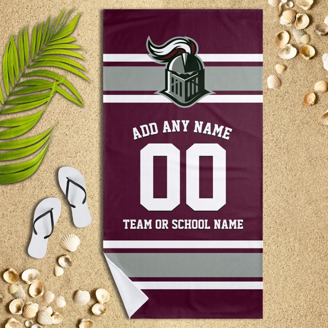 Serviette De Plage Couleurs d'équipe et mascotte personnalisées (Créateur téléchargé)