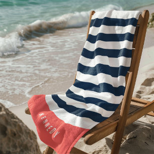 Serviette De Plage Couleurs modifiables avec bandes blanches Ajouter
