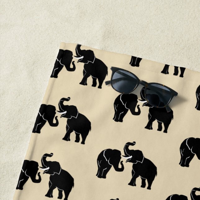 Serviette de plage Couple Elephants - Couleur pers (En situation)