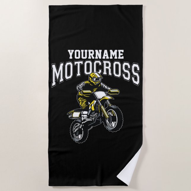 Serviette De Plage Course Motocross Dirt Bike Rider personnalisée (Devant)