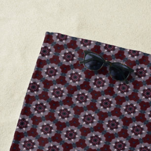 Serviette De Plage Couvre-lit peint floral bordeaux et gris