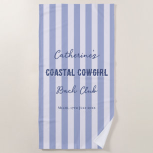 Serviette De Plage Cowgirl Côtière Club Bach Bleu Blanc Rayures