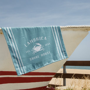 Serviette De Plage Crabe Turquoise Rustique Maison de Shore Personnal