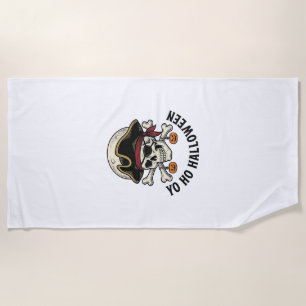 Serviette De Plage Crâne de Pirate Halloween Gravure Vintage T-Shirt