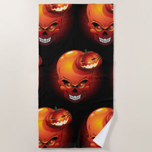 Serviette De Plage Crâne d'Halloween et Citrouille