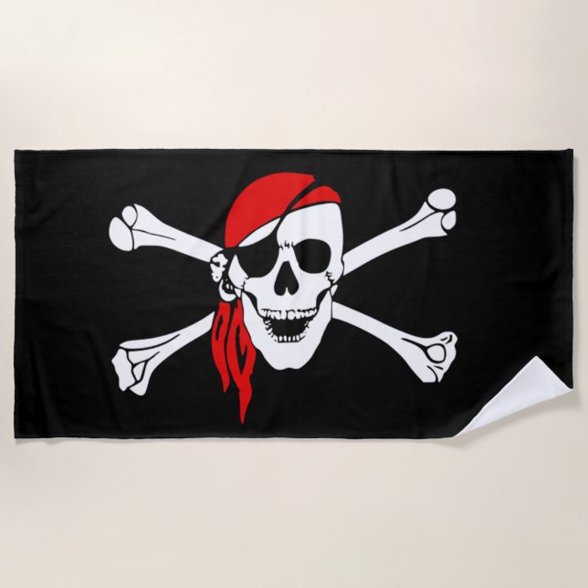 Serviette De Plage Crâne et os croisés de pirate (Devant)