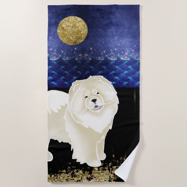 Serviette De Plage Cream Gingko the Chow Beach Towel (Devant)