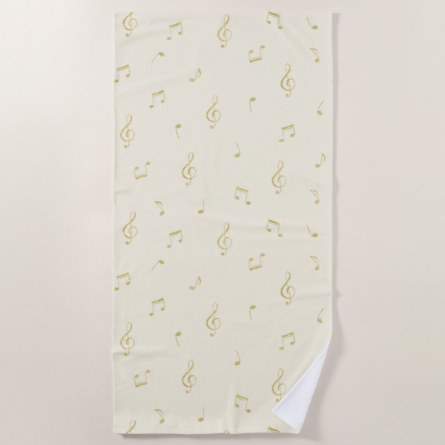 Serviette De Plage Cream Gold Music Notes   (Devant)