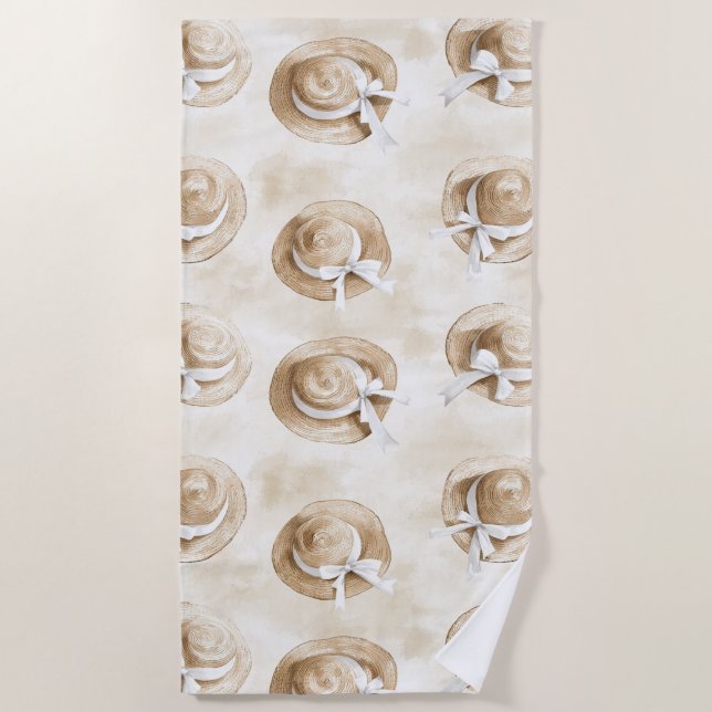 Serviette De Plage Cream Sand Beach Hats   (Devant)