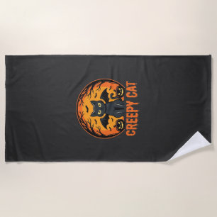Serviette De Plage Création graphique de chat effrayant Halloween cha