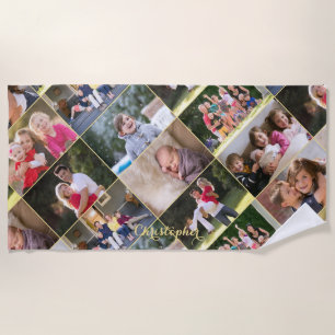 Serviette De Plage Créer 9 Photo Collage Famille Enfants Monogramme