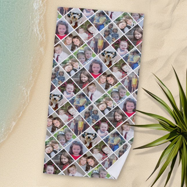 Serviette De Plage Créer un collage photo personnalisé avec 12 photos (Personalized Beach Towel with Photos)