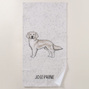 Serviette De Plage Crème anglaise Golden Retriever Chien Nom Personna