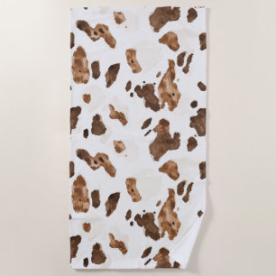 Serviette De Plage Crème Chocolée Brown Vache d'animal Impression