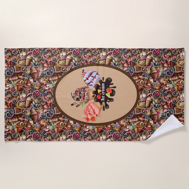 Serviette De Plage Crème Glacée (Devant)