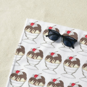 Serviette De Plage Crème glacée à chaud Fudge Sundae Crème murée Ceri