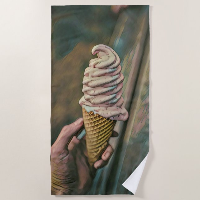 Serviette De Plage crème glacée froide cool (Devant)