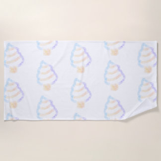 Serviette De Plage Crème Glacée Vanille Aquarelle Mignonne