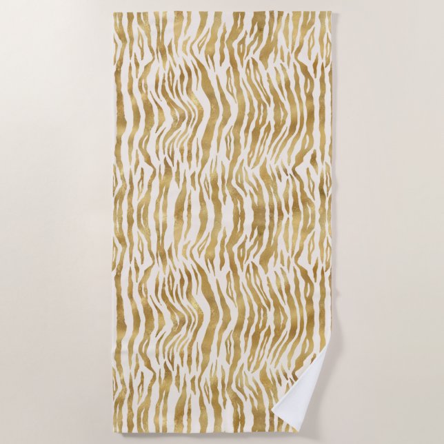 Serviette De Plage Crème Gold Zebra Print (Devant)