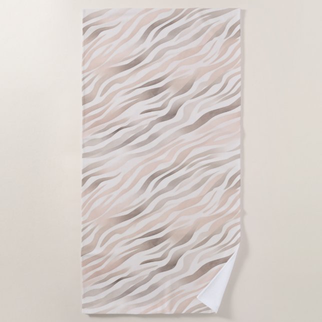 Serviette De Plage Crème rose Beige Zebra Poster de animal (Devant)
