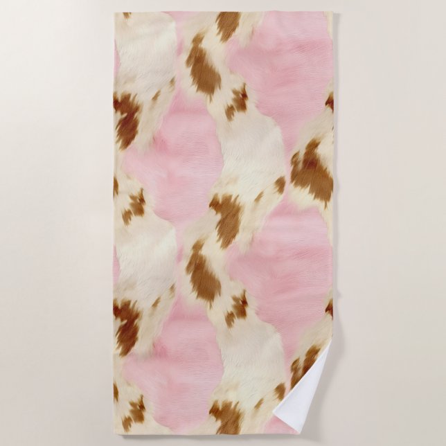 Serviette De Plage Crème rose pâle blanc Or blanc (Devant)
