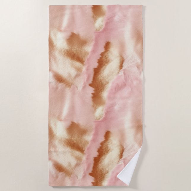 Serviette De Plage Crème rose Tan Southwest Cowgirl Cowhide (Devant)