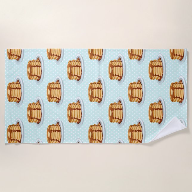 Serviette De Plage Crêpes avec sirop d'érable et Motif Polkadot (Devant)